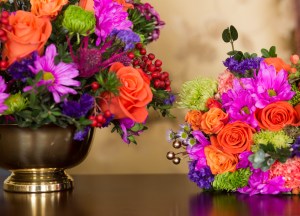 Racine orange and pink wedding florist